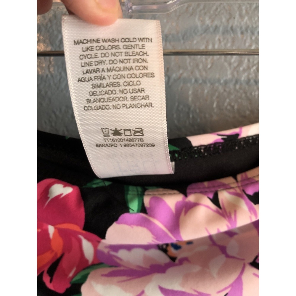 Time & Tru Fashion Swim Bottom XL Garden Bloom Black Floral High‎ Leg/Waist - Picture 7 of 8
